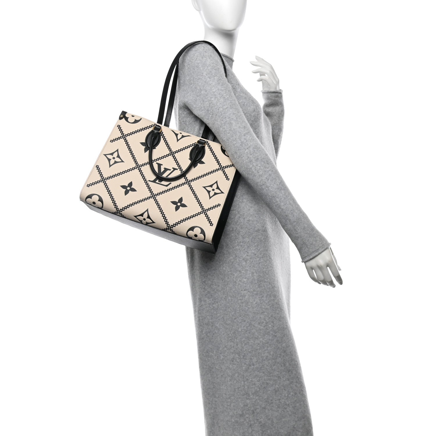 Louis Vuitton Empreinte Monogram Giant Broderies Onthego MM Cream Black 2 of 12
