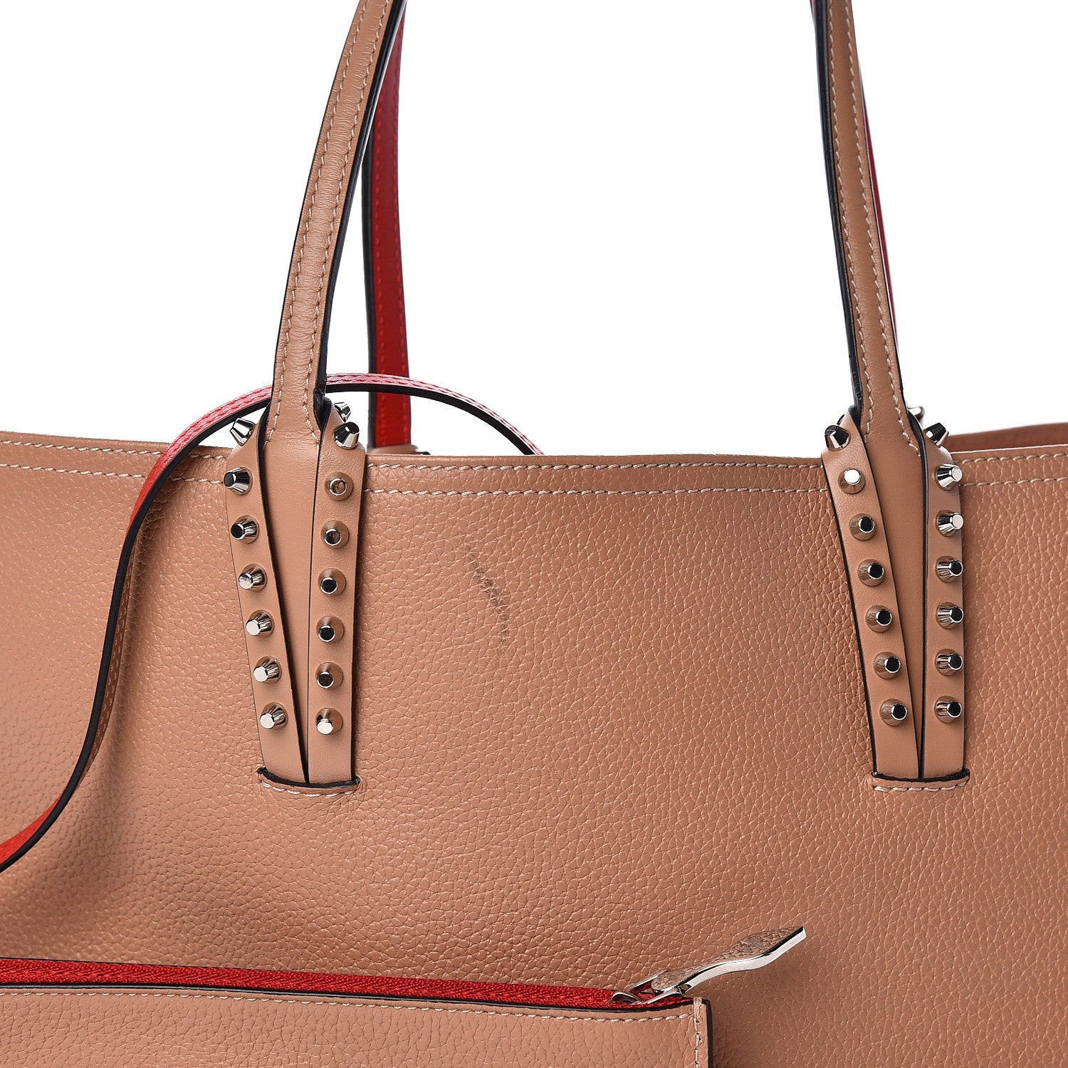 Christian Louboutin Calfskin Spikes East West Cabata Tote Nude 10 of 13
