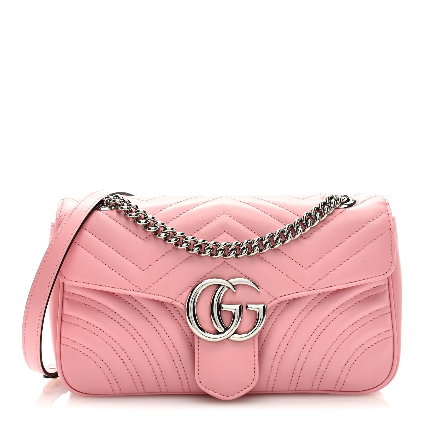 Calfskin Matelasse Small GG Marmont Shoulder Bag Wild Rose