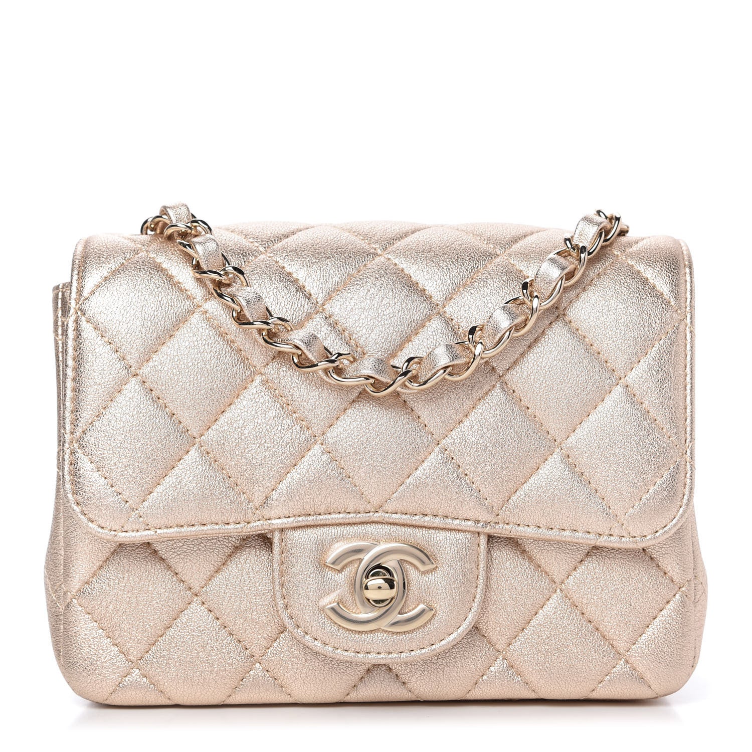 Chanel Metallic Lambskin Quilted Mini Square Flap Gold 1 of 9