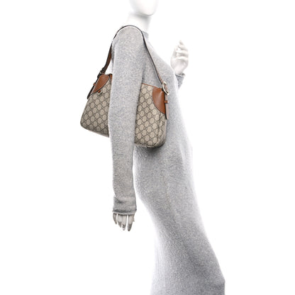 Gucci GG Supreme Monogram Emblem Medium Shoulder Bag Beige Dark Brown 2 of 11