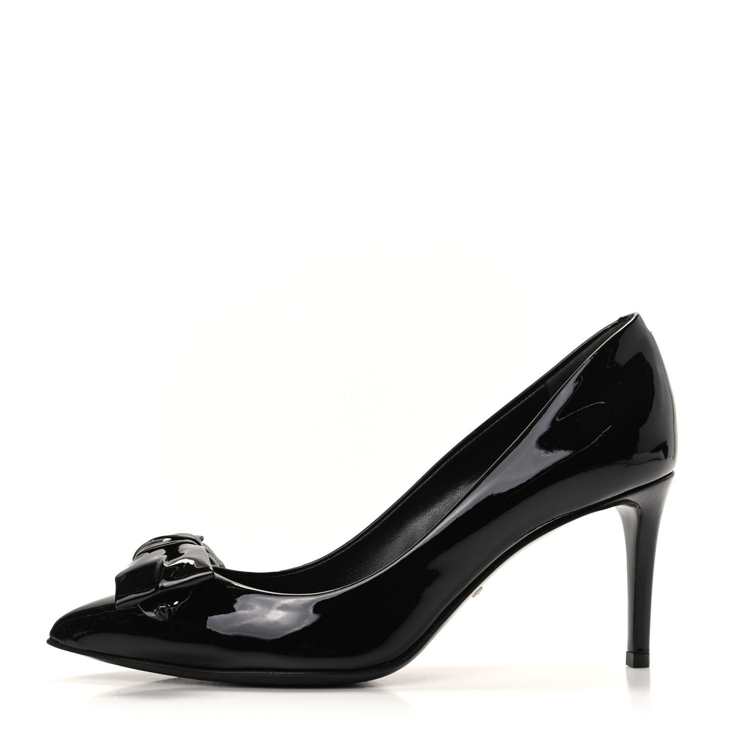 Patent Bow Mid Heel Pumps 36 Black