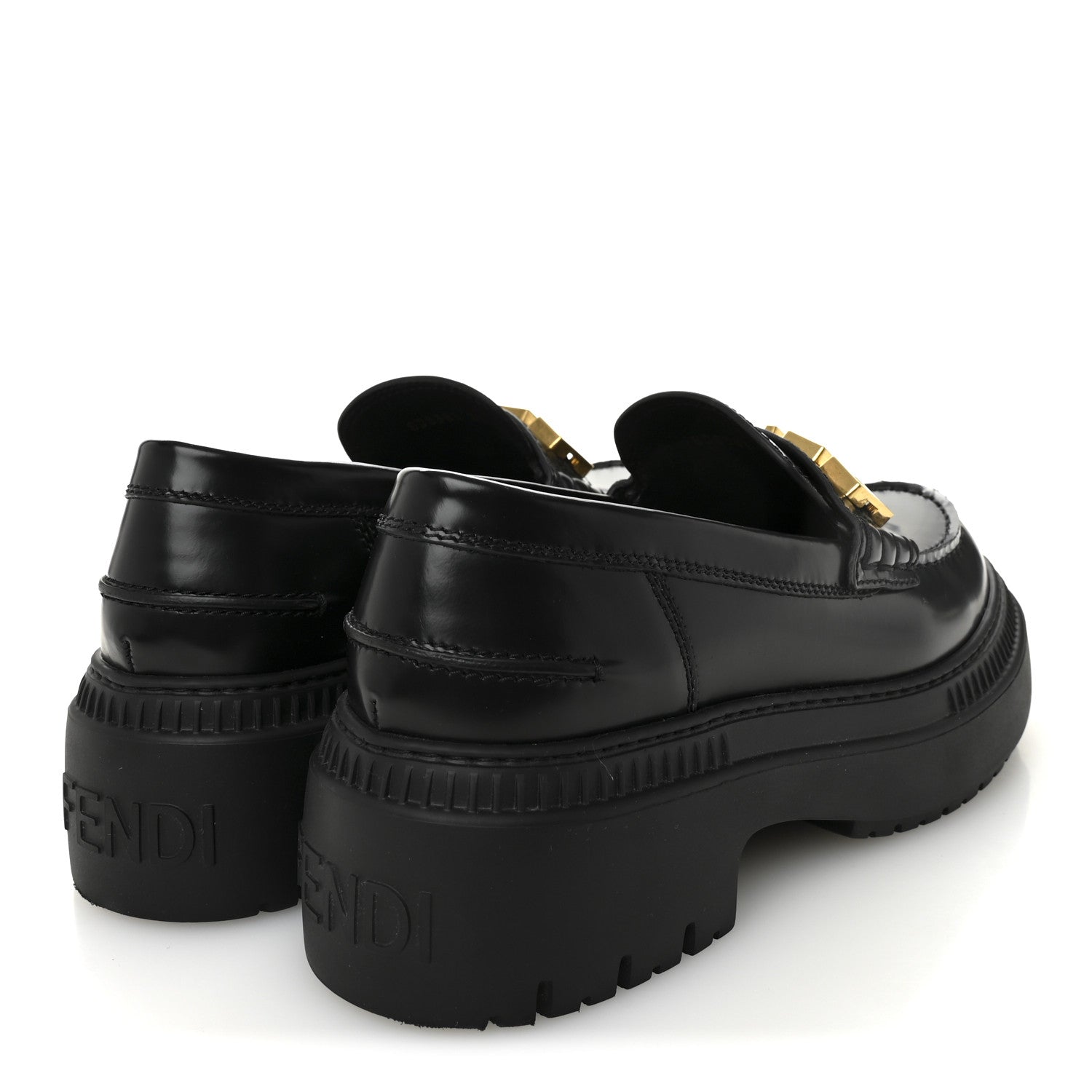 Fendi Vitello Abrasivato Fendigraphy 50mm Loafers 38 Black 4 of 10