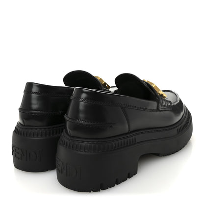 Fendi Vitello Abrasivato Fendigraphy 50mm Loafers 38 Black 4 of 10