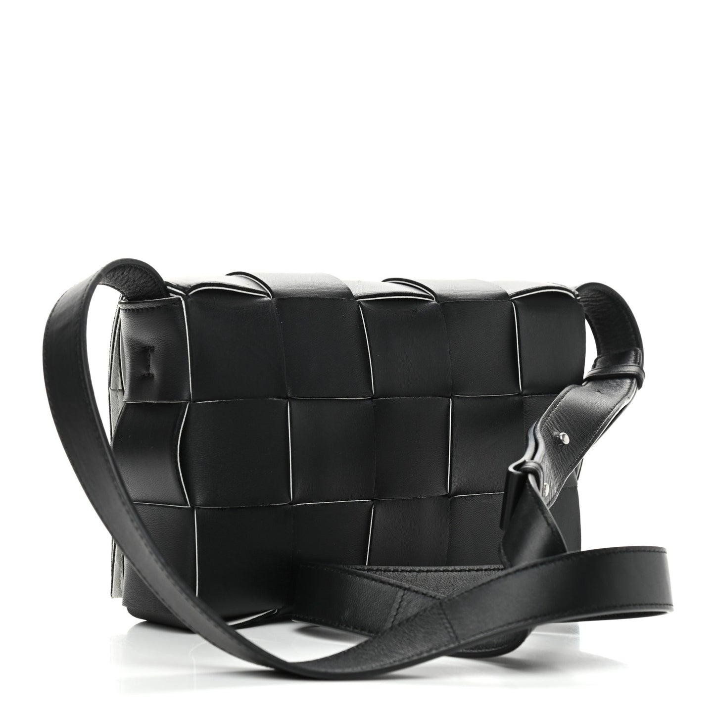 Lambskin Maxi Intrecciato Cassette Crossbody Bag Black