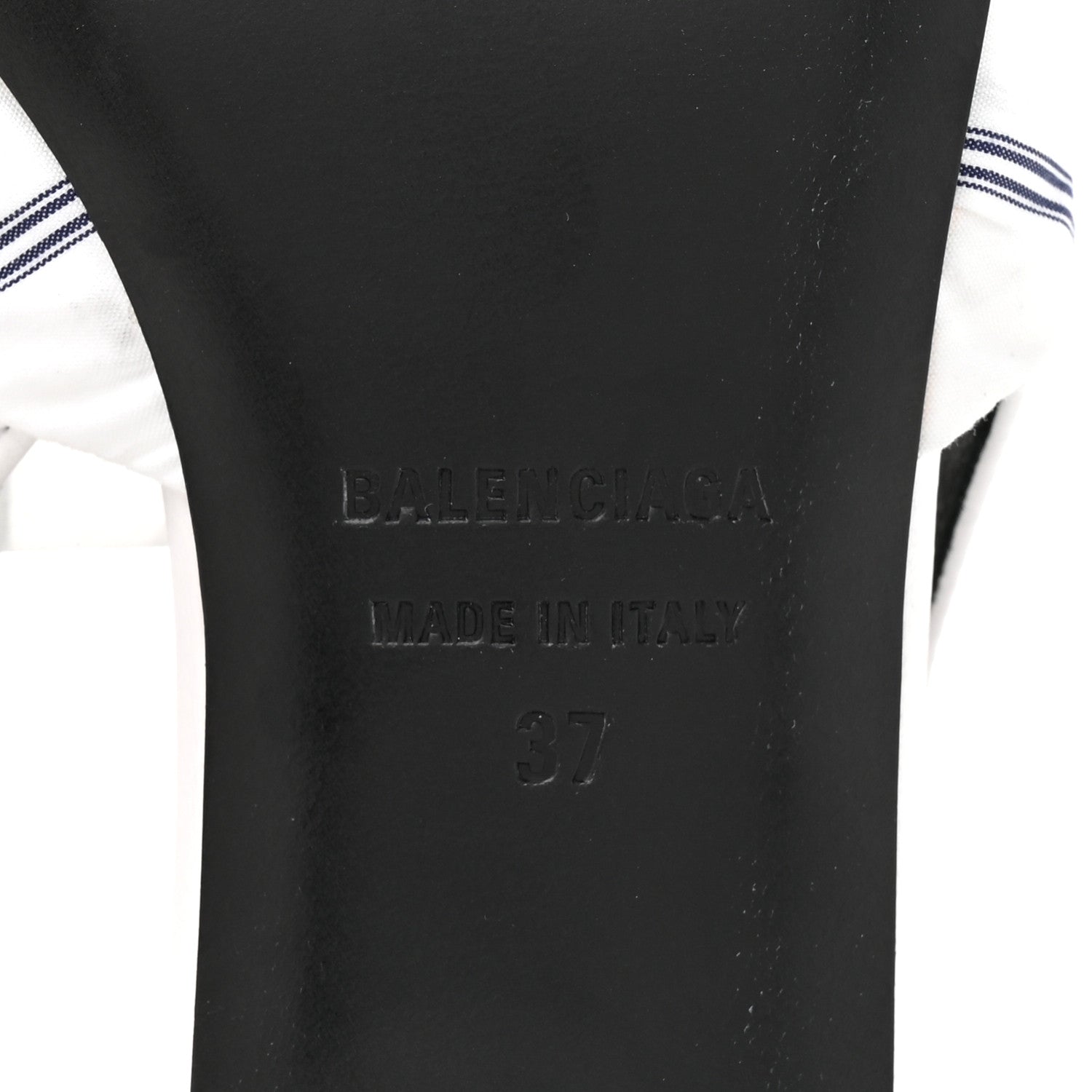 Balenciaga Nappa Stripe Poplin Pointed Toe Knife Chemise Slingback Mules 37 White Navy 7 of 9