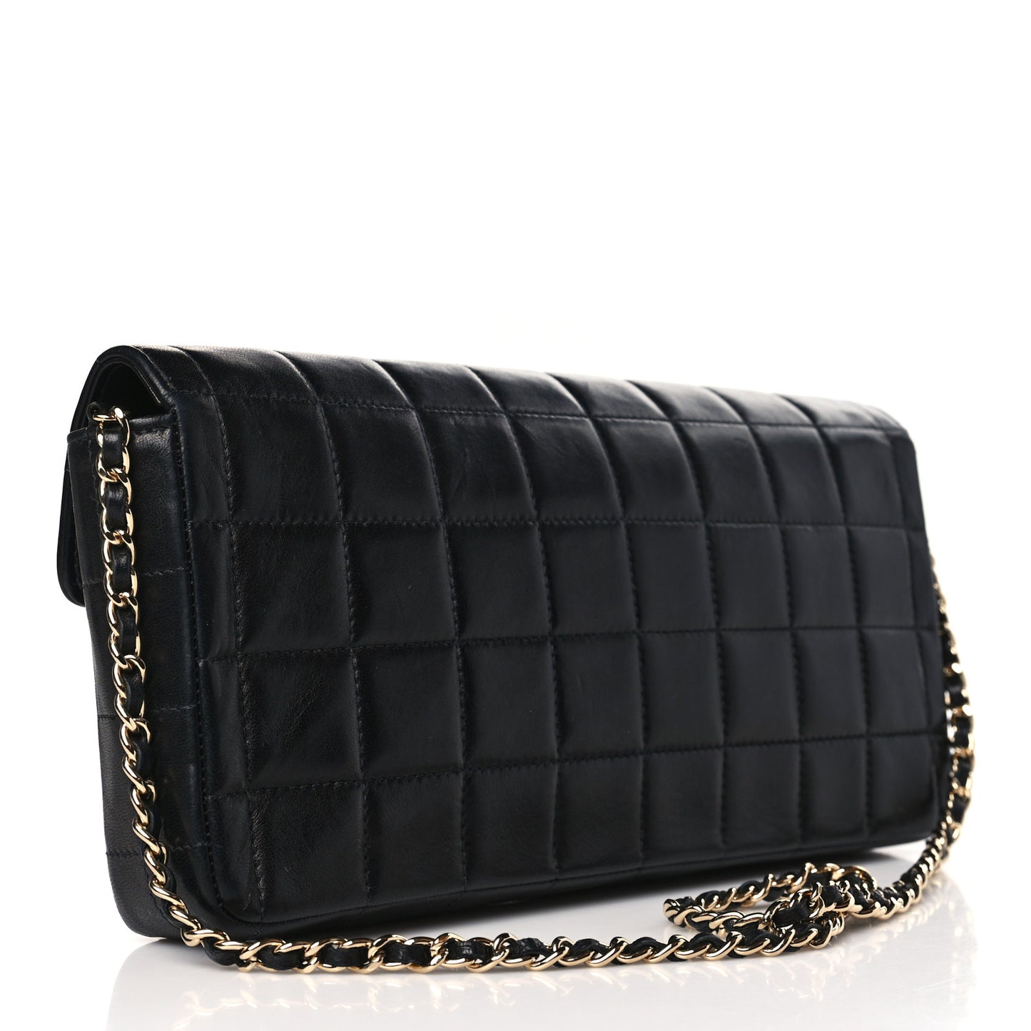 Lambskin East West Chocolate Bar Flap Black