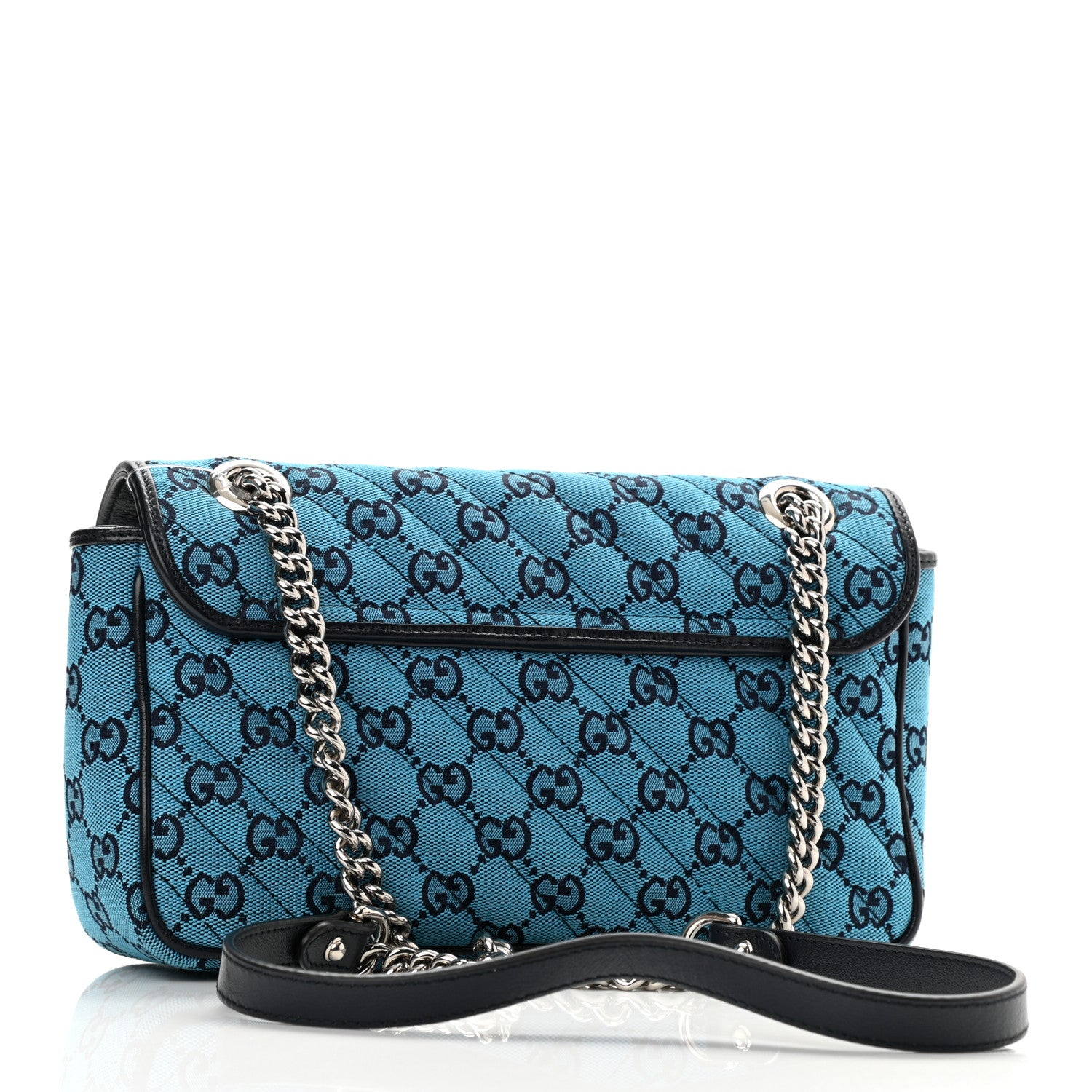 Gucci Monogram Multicolor Matelasse Diagonal Small GG Marmont Shoulder Bag Light Blue 3 of 10