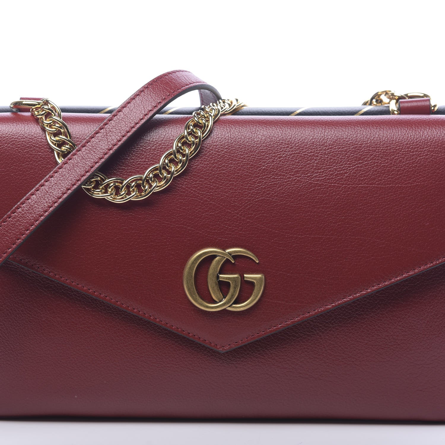 Gucci Calfskin Diagonal GG Medium Thiara Double Envelope Shoulder Bag Black Red 12 of 13