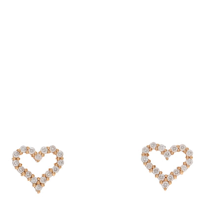 Tiffany 18K Rose Gold Diamond Extra Mini Heart Earrings 1 of 5