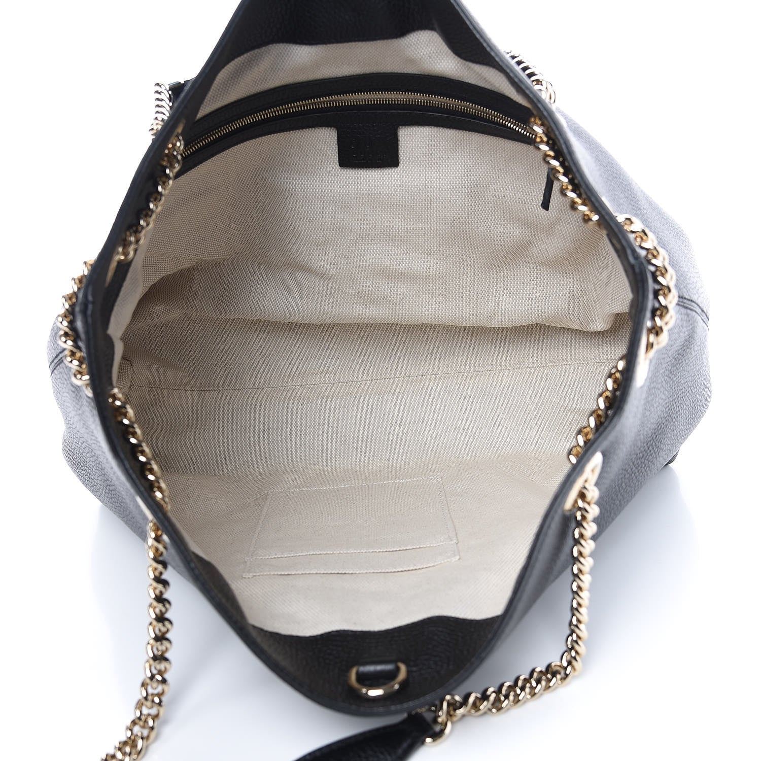 Gucci Pebbled Calfskin Medium Soho Chain Shoulder Bag Black 4 of 9