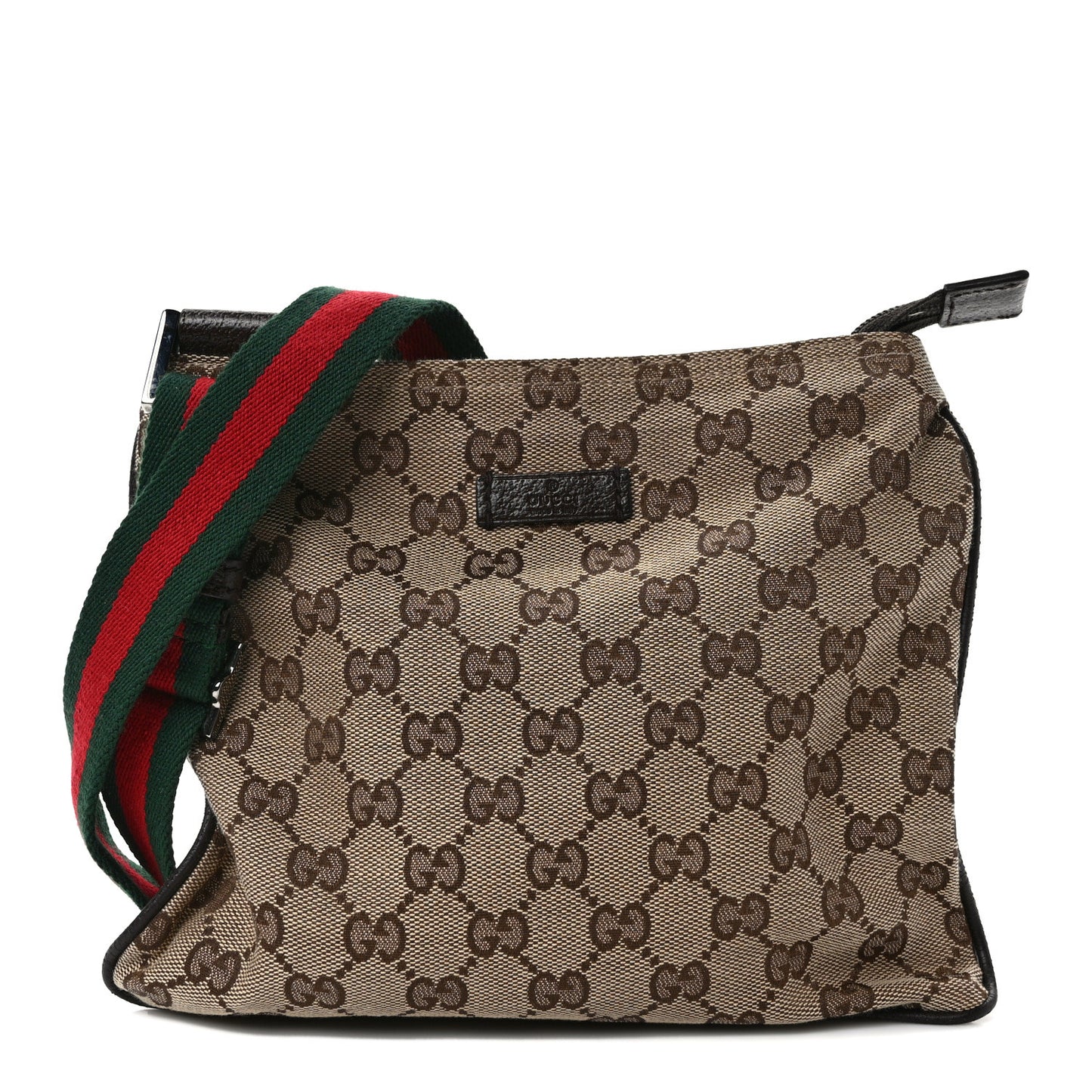 Monogram Web Small Flat Messenger Bag Brown