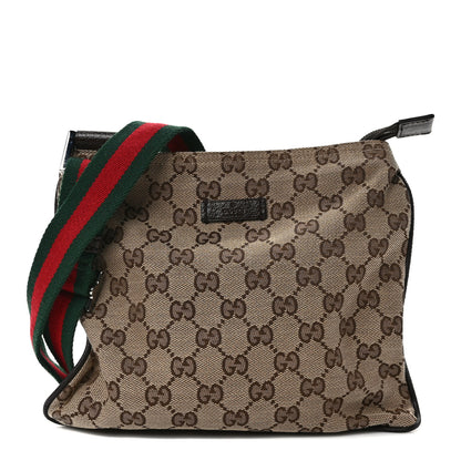 Gucci Monogram Web Small Flat Messenger Bag Brown 1 of 11