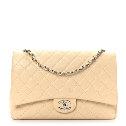 Chanel Caviar Quilted Maxi Double Flap Beige 1 of 8