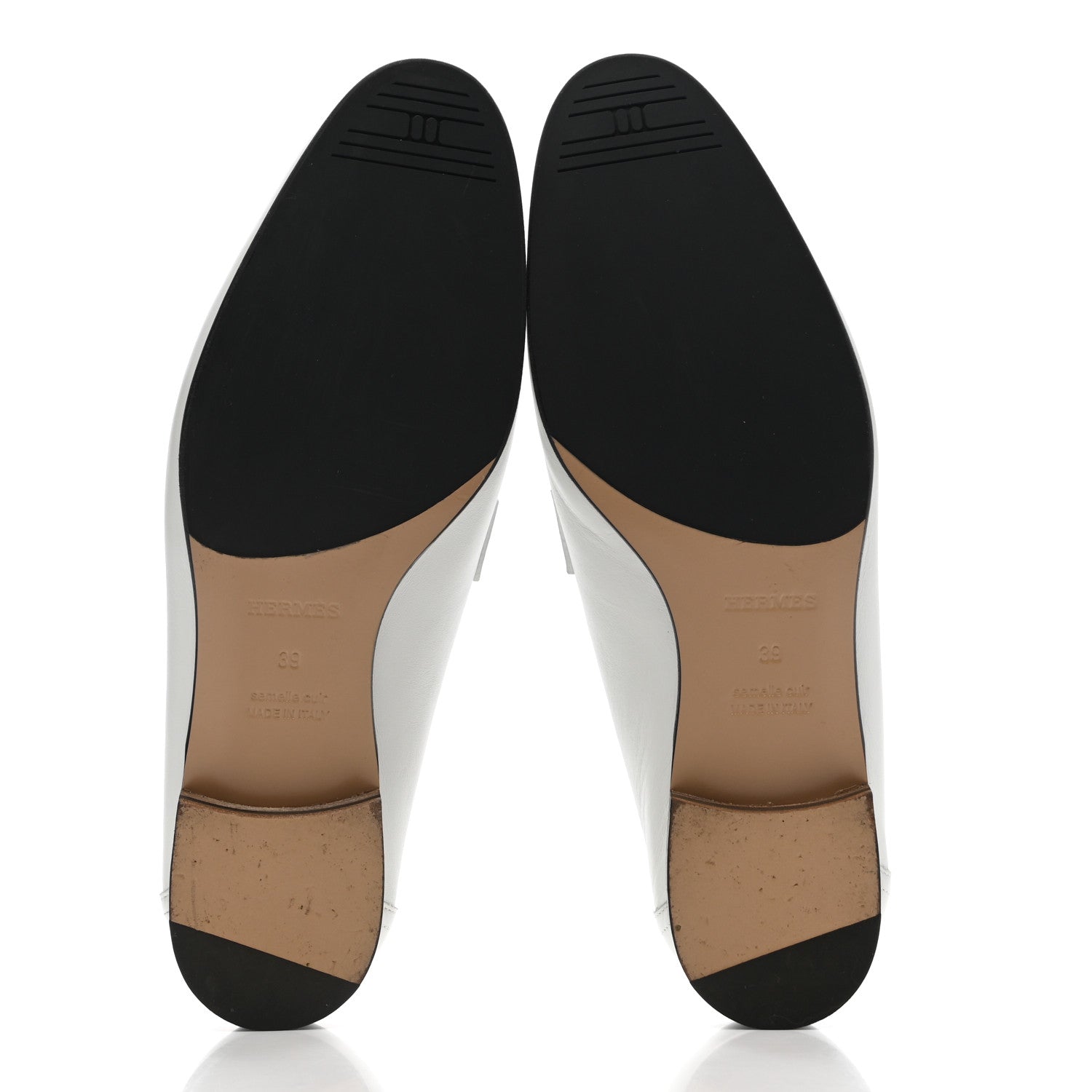 Hermes Calfskin Womens Paris Loafers 39 White Bois De Santal 5 of 13