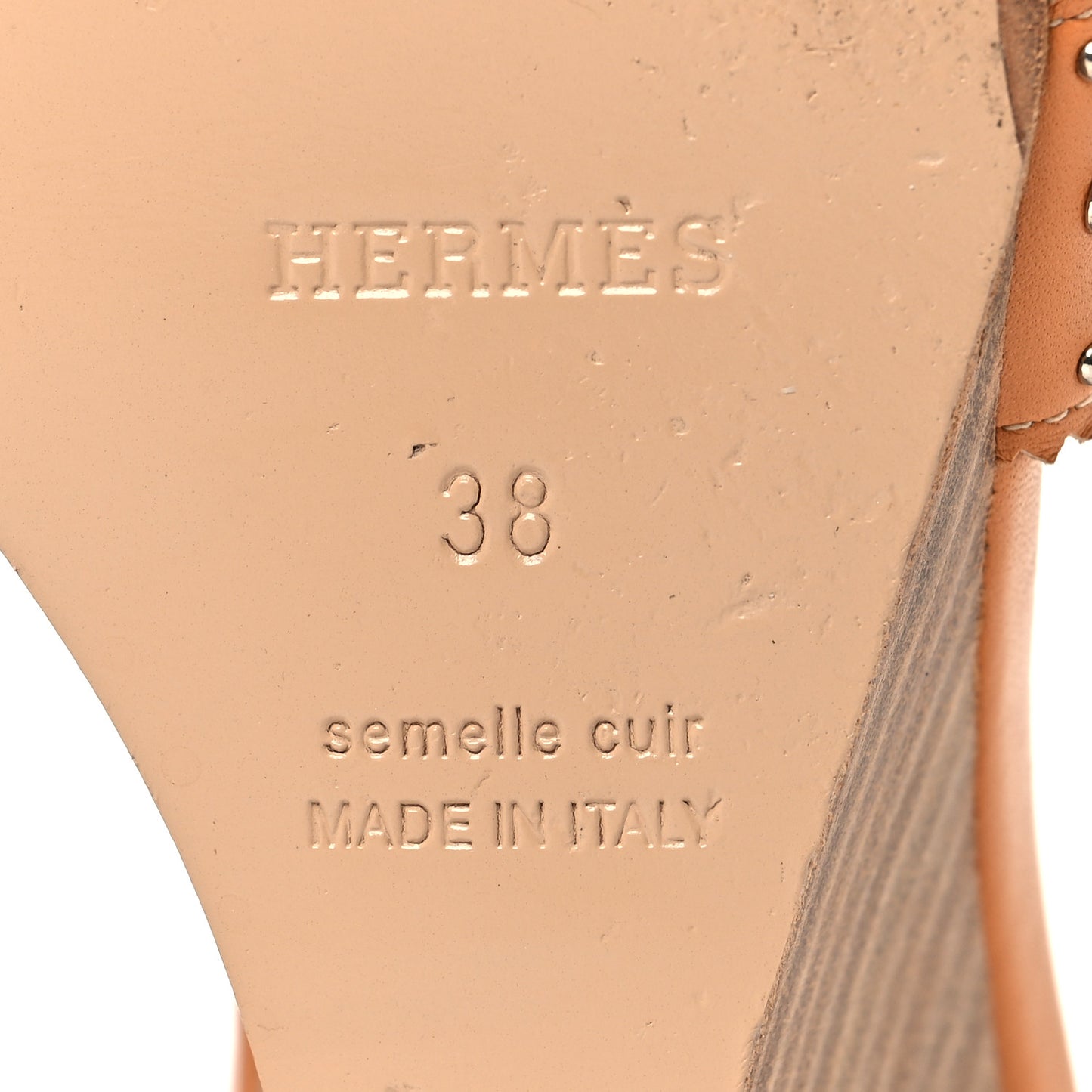 Calfskin Legend Wedge Sandals 38 Natural