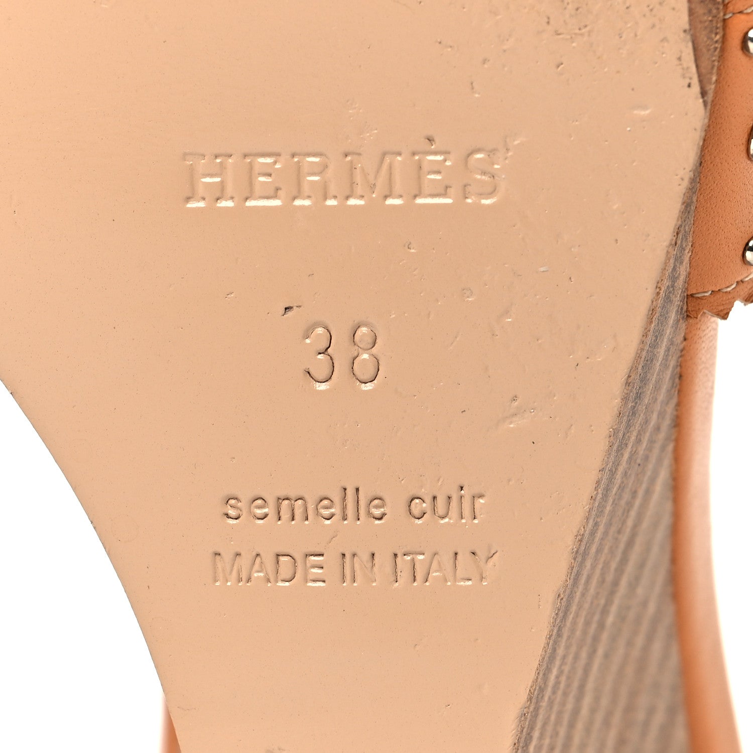 Hermes Calfskin Legend Wedge Sandals 38 Natural 8 of 9