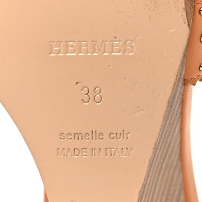 Hermes Calfskin Legend Wedge Sandals 38 Natural 8 of 9