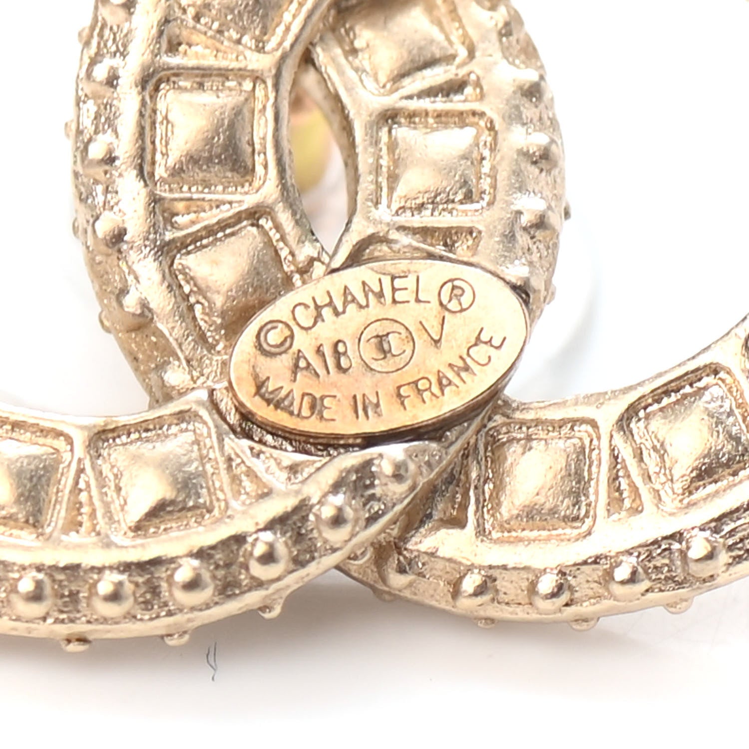 Chanel Crystal Timeless CC Earrings Light Gold 3 of 3