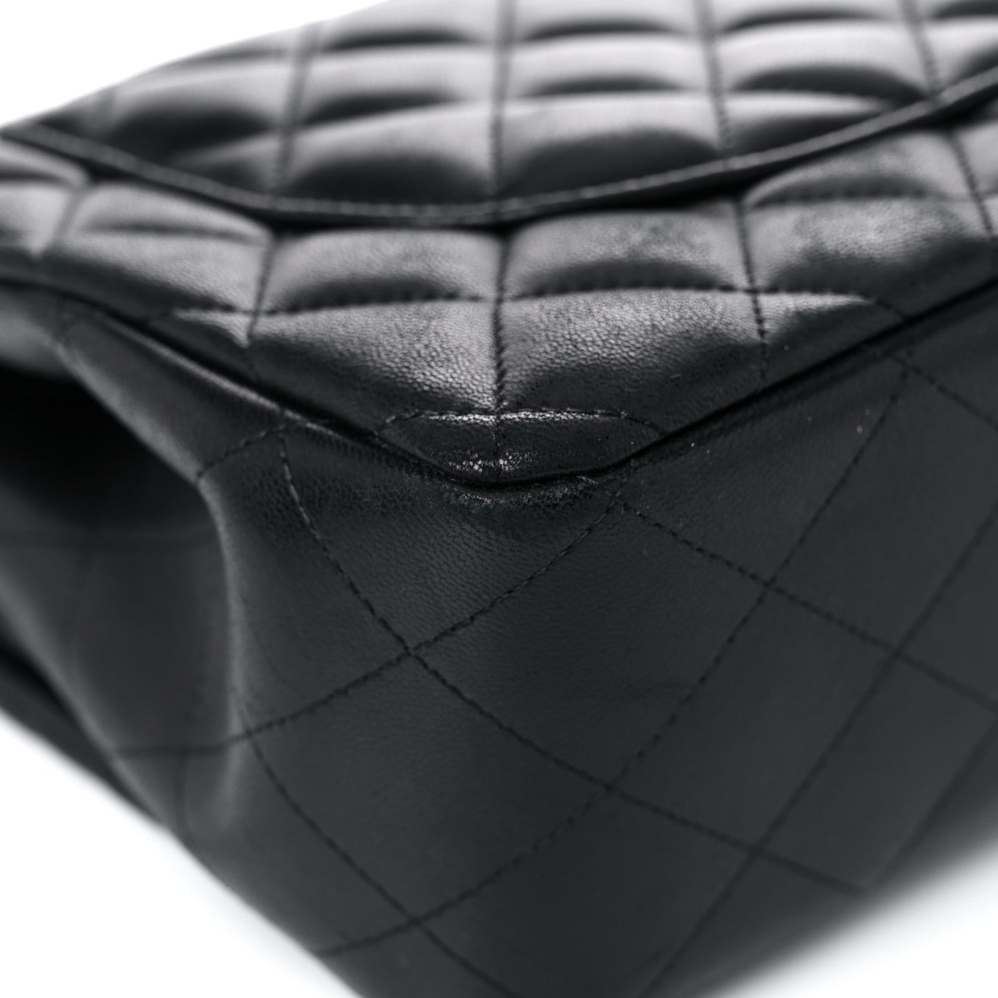 Lambskin Quilted Jumbo Double Flap Black
