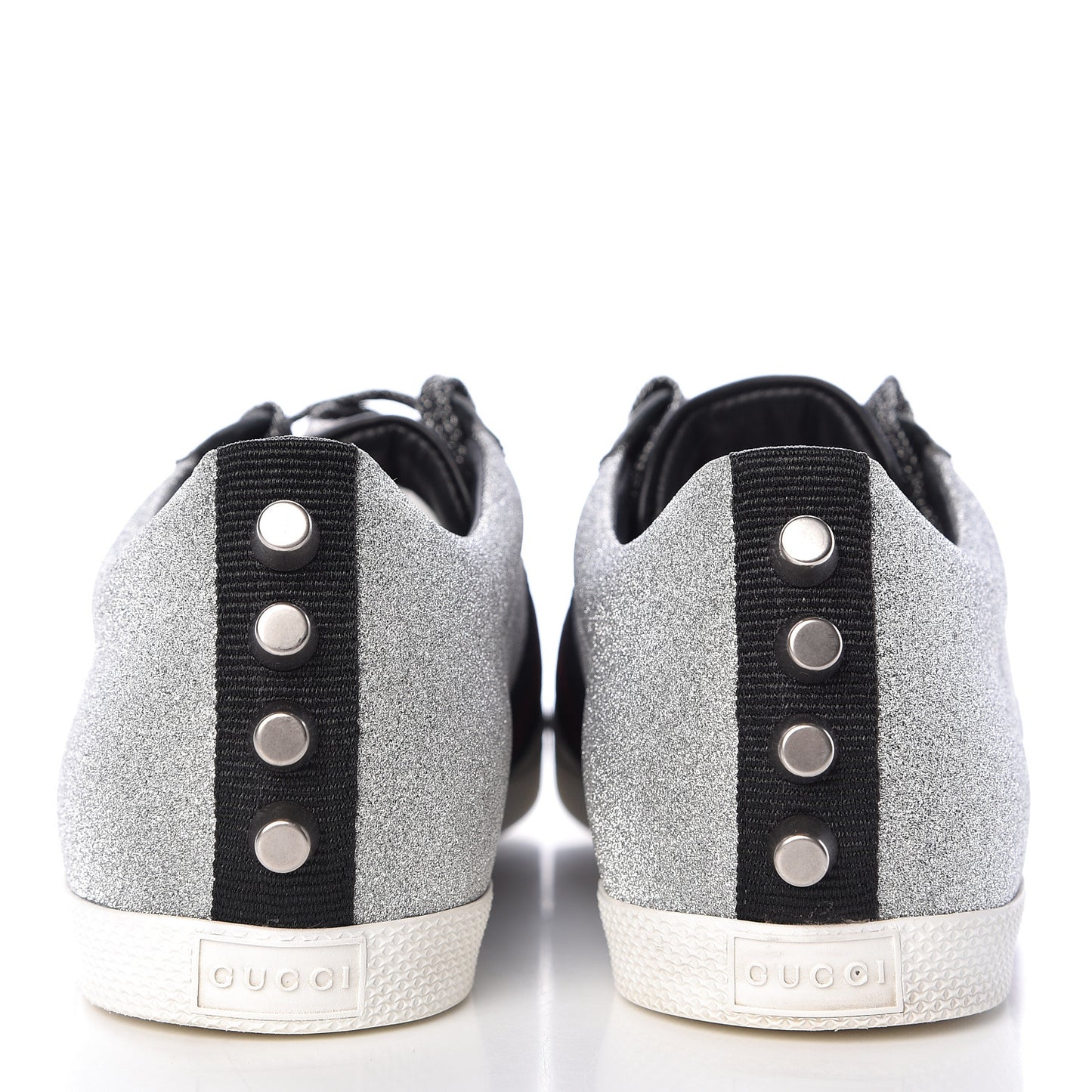 Glitter Fabric Studded Web Womens Sneakers 37 Silver