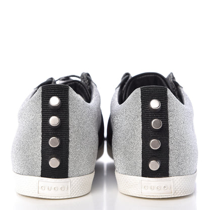 Gucci Glitter Fabric Studded Web Womens Sneakers 37 Silver 7 of 12