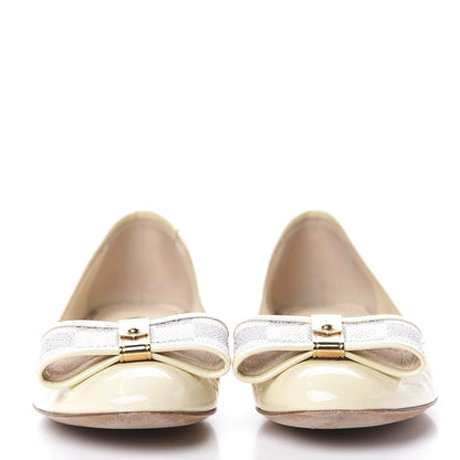 Louis Vuitton Damier Azur Patent Valentine Ballerina Flats 37 2 of 12