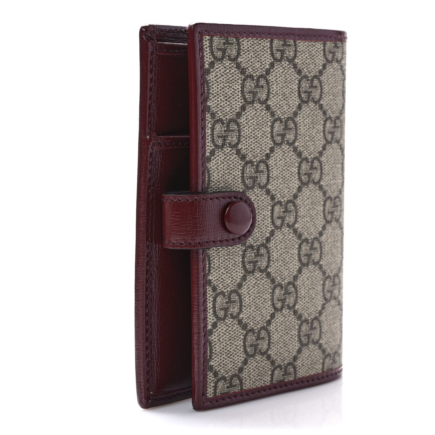 GG Supreme Monogram Azalea Calfskin Retro Interlocking G Passport Case Beige Red