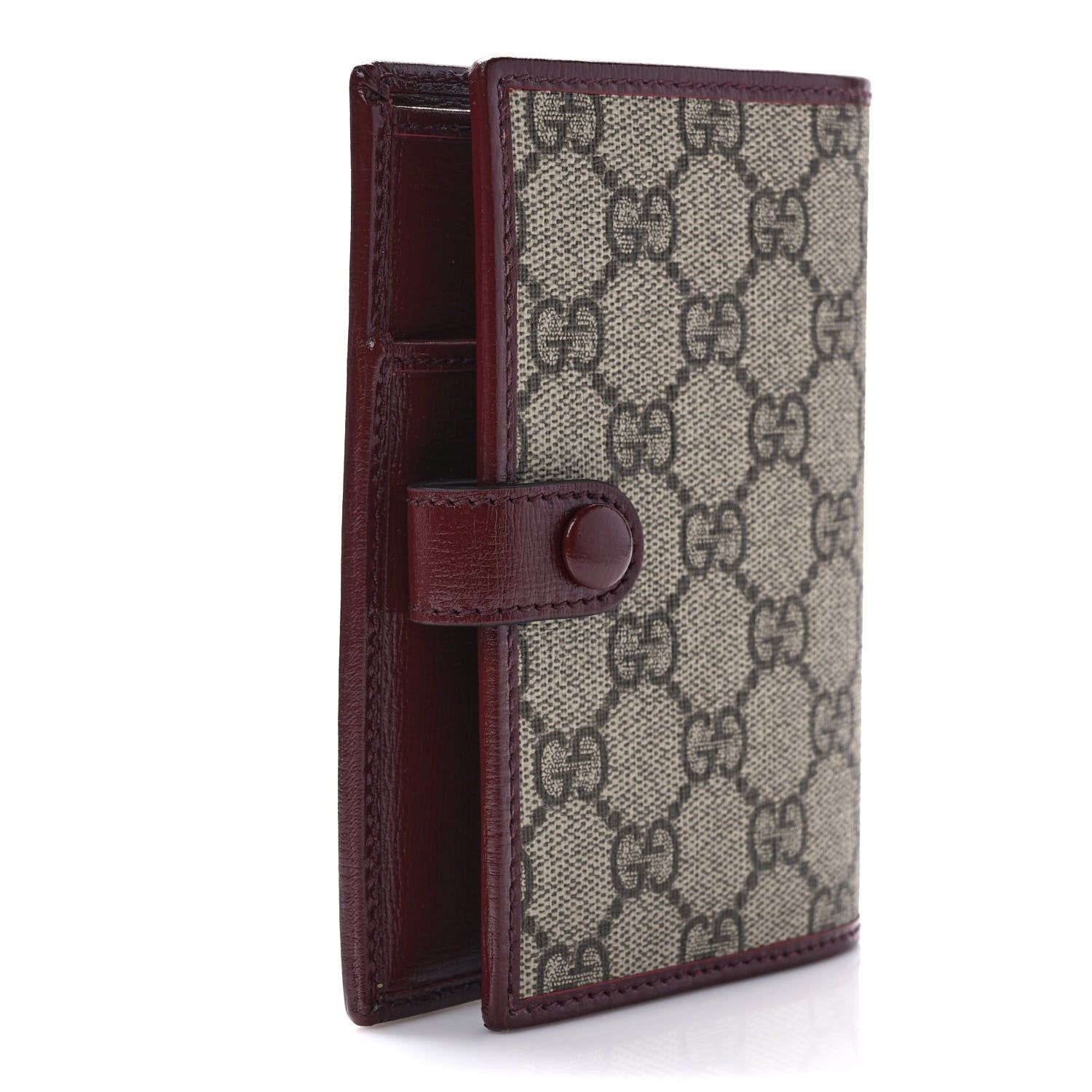 Gucci GG Supreme Monogram Azalea Calfskin Retro Interlocking G Passport Case Beige Red 3 of 7