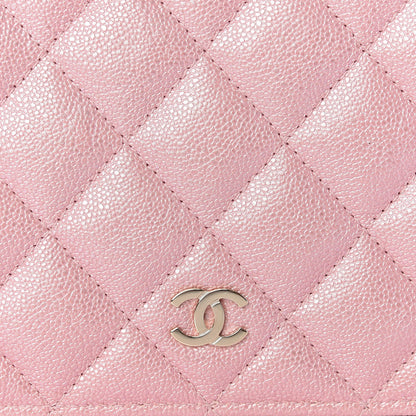 Chanel Iridescent Caviar Quilted Yen Wallet Rose Pink 9 of 10