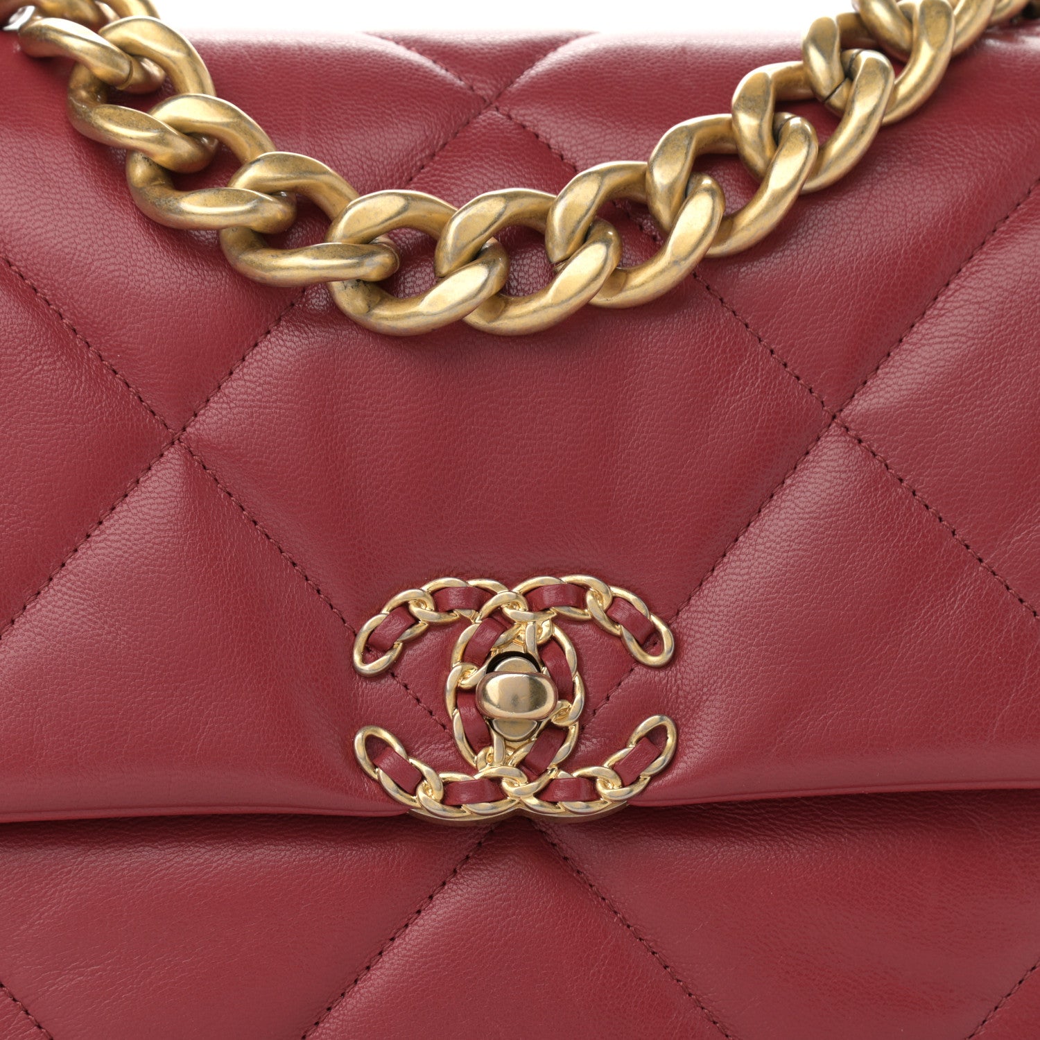 Chanel Goatskin Quilted Large Chanel 19 Flap Red 8 of 11