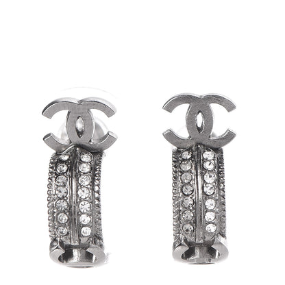 Chanel Ruthenium Crystal CC Hoop Earrings 1 of 5