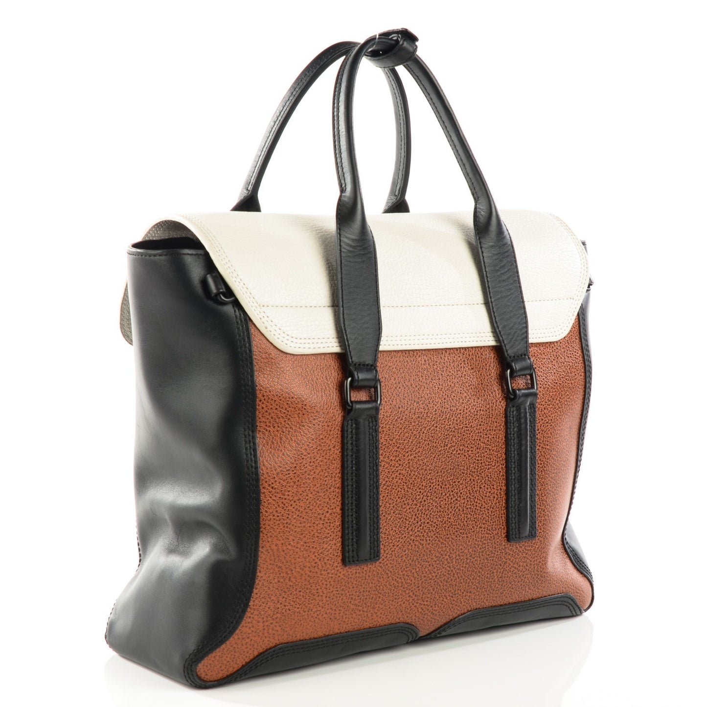 3.1 Textured Calfskin Large Pashli Satchel Brown