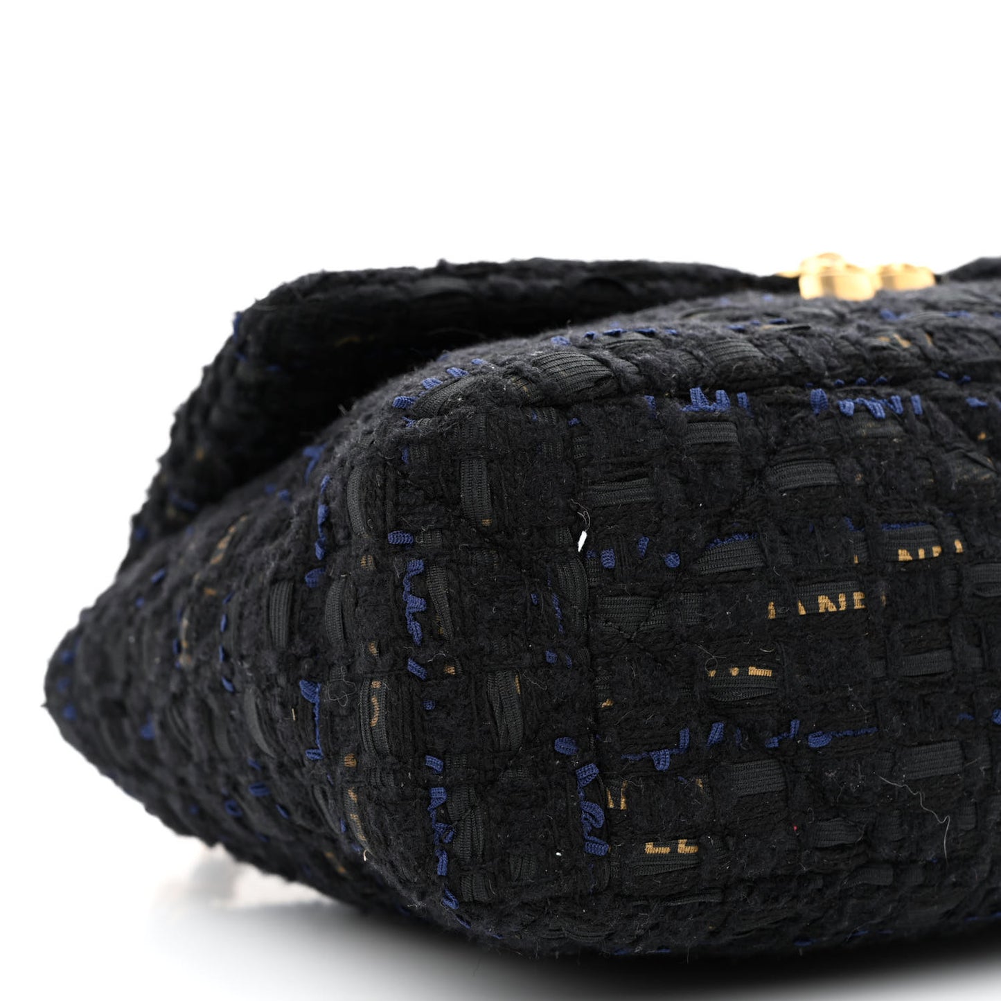 Tweed Quilted Large Chanel 19 Flap Black Navy Gold