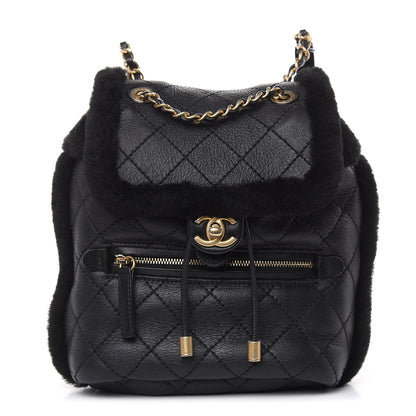 Chanel Lambskin Shearling Quilted CC Backpack Black 1 of 8