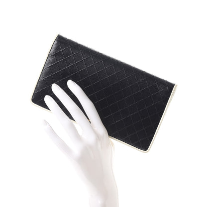 Chanel Calfskin Diamond Stitched Yen Wallet Dark Navy Blue 2 of 14