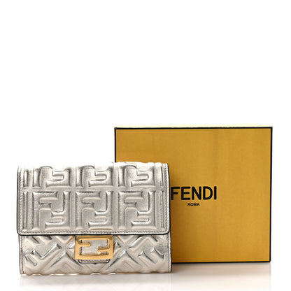 Fendi Vitello Catalan Mirror FF 1974 Embossed Medium Wallet Champagne 7 of 7