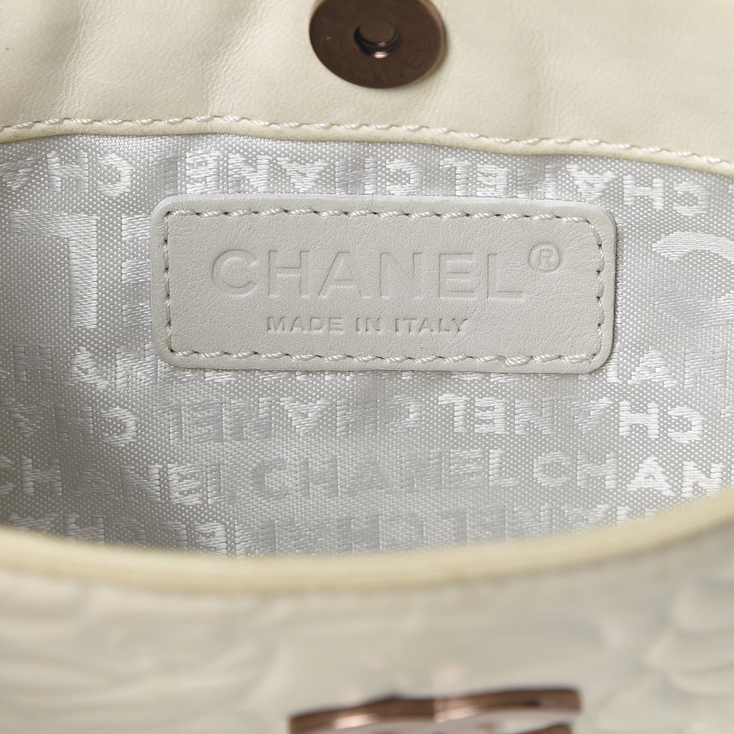 Chanel Lambskin Camellia Embossed Pochette White 5 of 10
