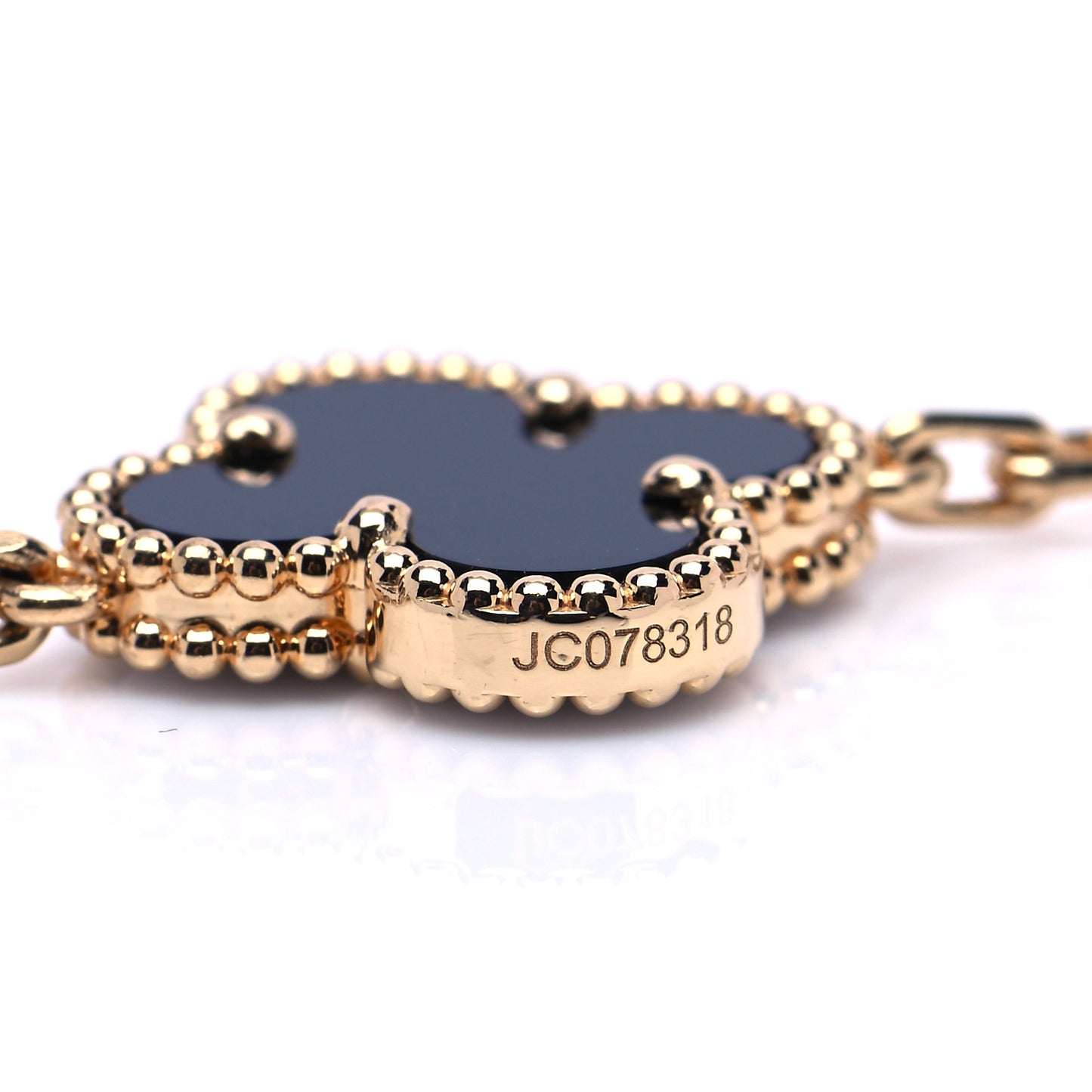 18K Yellow Gold Black Onyx 5 Motifs Vintage Alhambra Bracelet