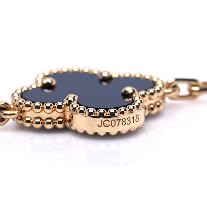 Van Cleef & Arpels 18K Yellow Gold Black Onyx 5 Motifs Vintage Alhambra Bracelet 5 of 8