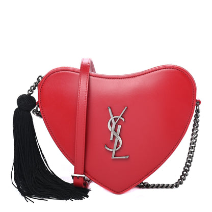 Saint Laurent Calfskin Heart Monogram Crossbody Red 1 of 4