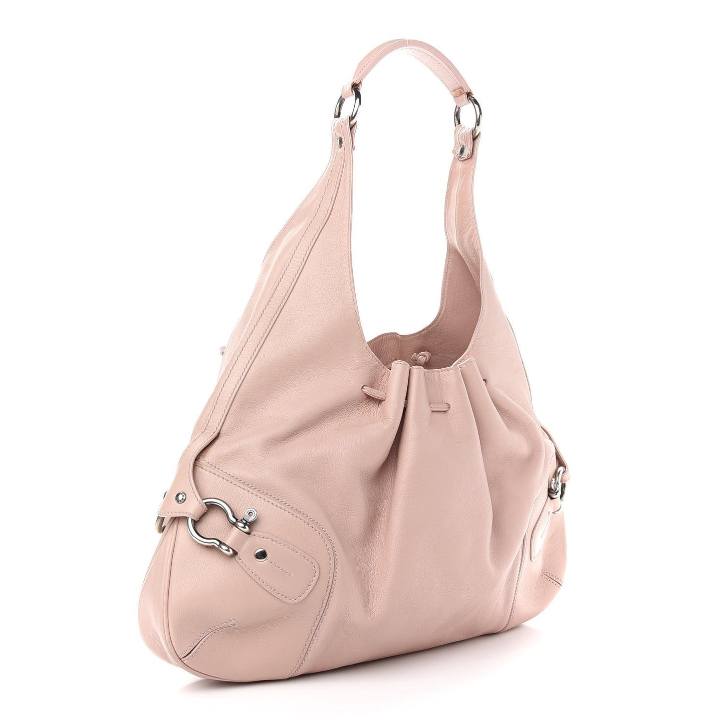 Calfskin Drawstring Hobo Pink