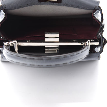 Fendi Calfskin Romano Selleria Bi-Color Mini Peekaboo Iconic Satchel Tempesta Bordeaux 6 of 11