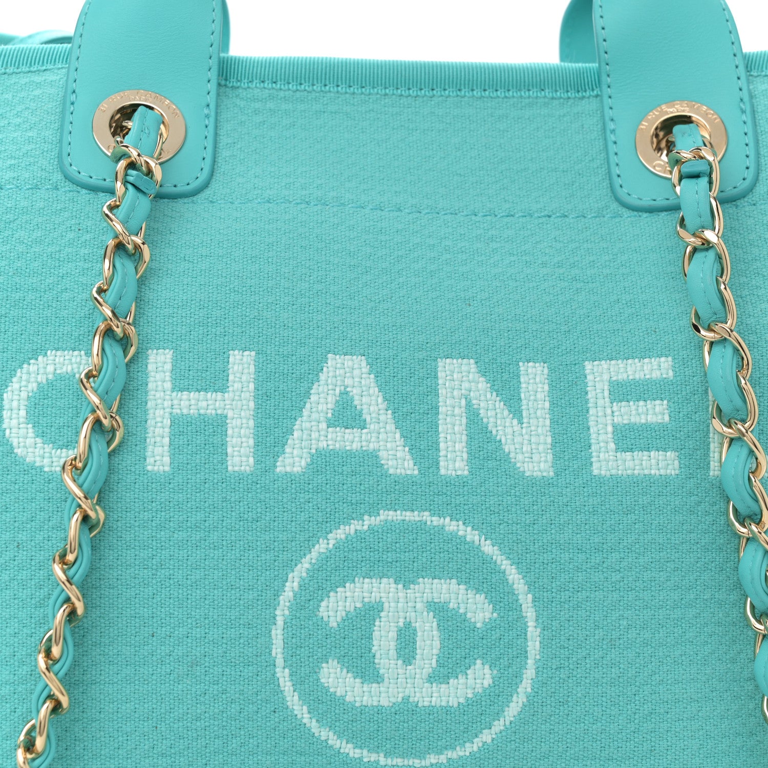 Chanel Mixed Fibers Medium Deauville Tote Turquoise 9 of 13