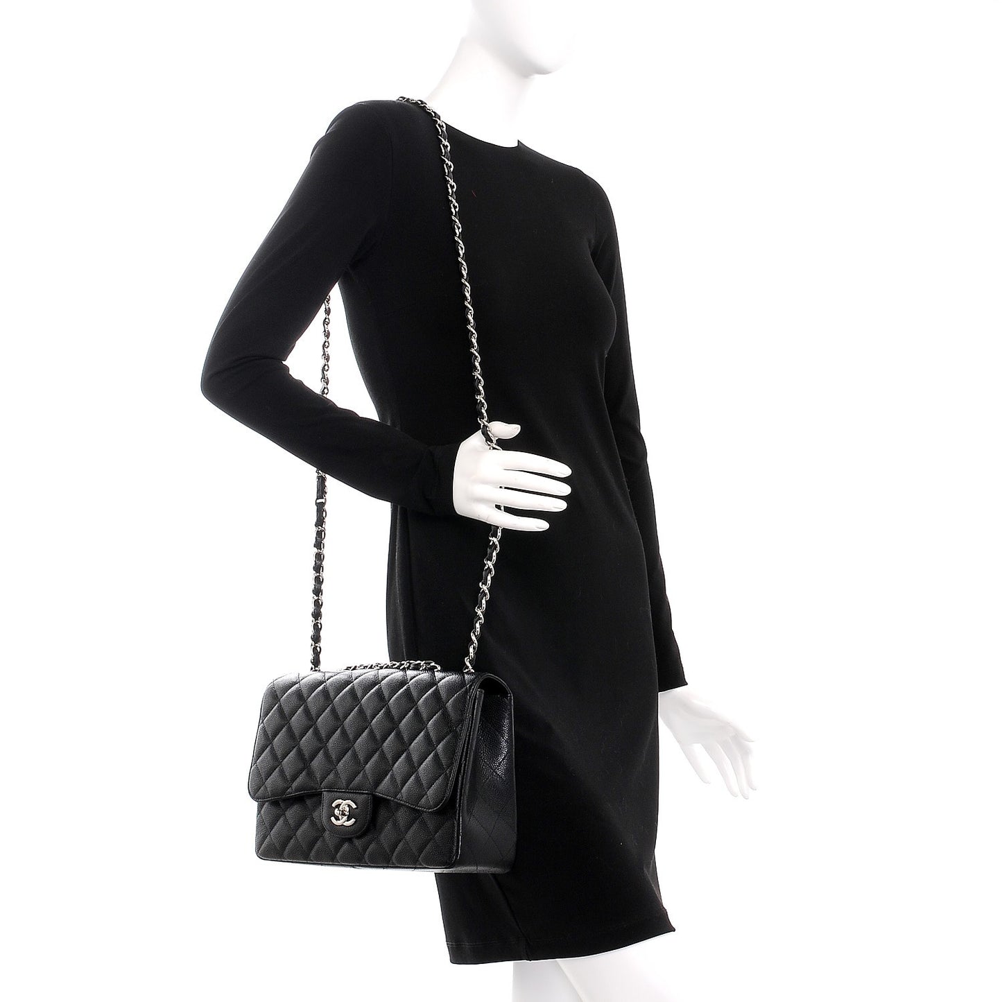 Caviar Quilted Jumbo Single Flap Black