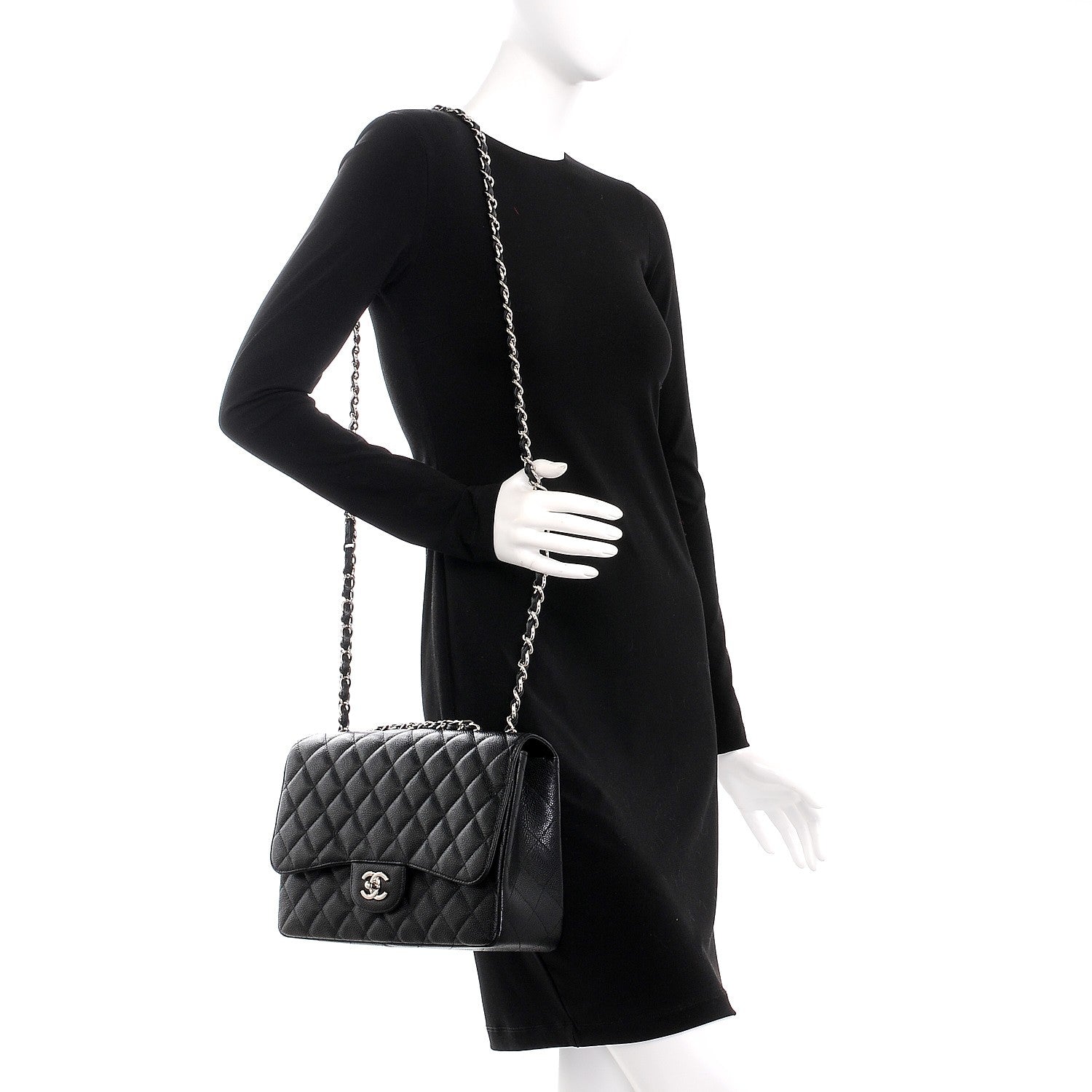 Chanel Caviar Quilted Jumbo Single Flap Black 2 of 8