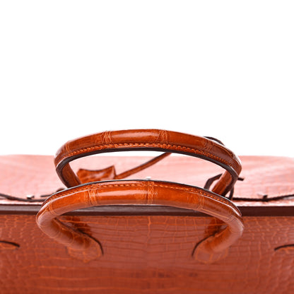 Hermes Shiny Porosus Crocodile Birkin 35 Orange 21 of 33
