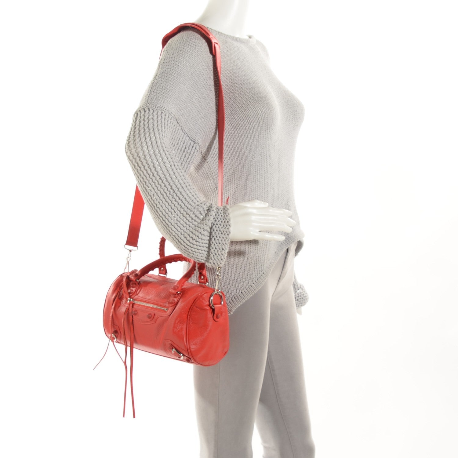 Balenciaga Matte Goatskin Rubber Covered Classic Hardware Mini Twiggy Rouge Coquelicot Rouge Braise 2 of 14