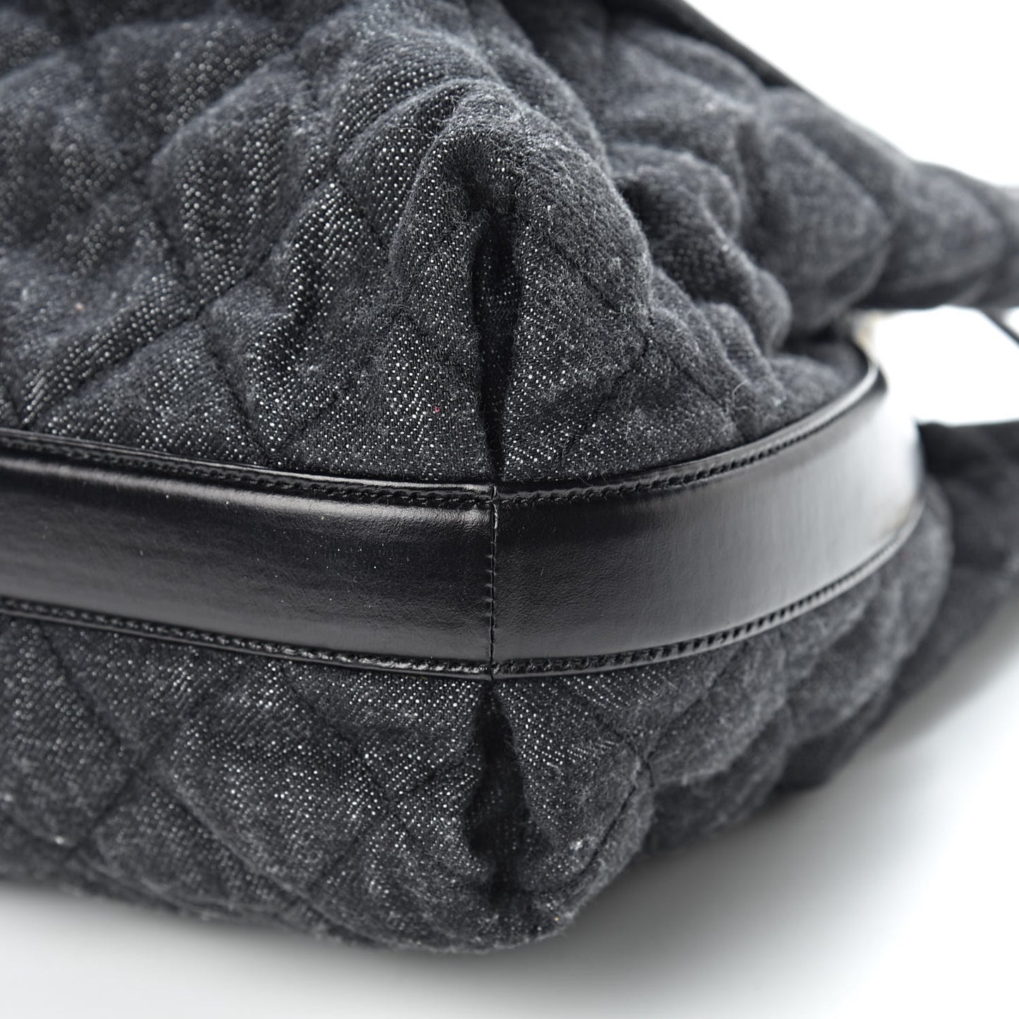 Denim Calfskin Quilted Tote Black