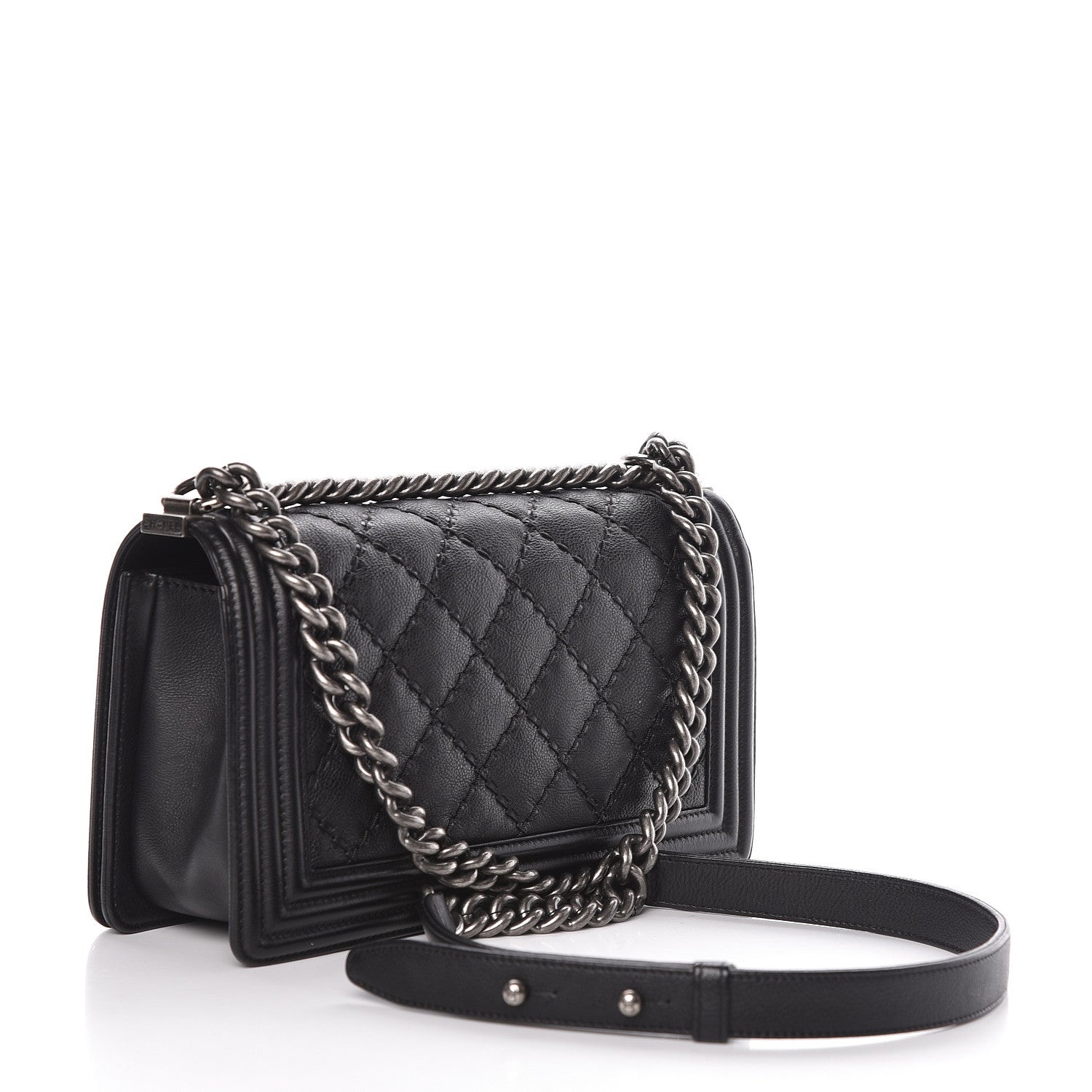 Chanel Calfskin Double Stitch Medium Boy Flap Black 3 of 11